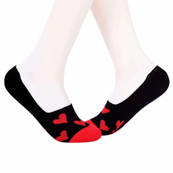 Red Hearts Invisible/Secret Socks - Black - Tale Of Socks