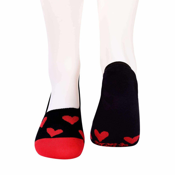 Red Hearts Invisible/Secret Socks - Black - Tale Of Socks