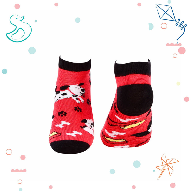 Kids Collection - Ankle Socks - Dogs - Red X Black - Tale Of Socks