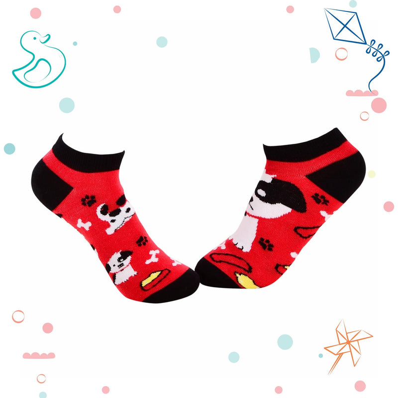 Kids Collection - Ankle Socks - Dogs - Red X Black - Tale Of Socks
