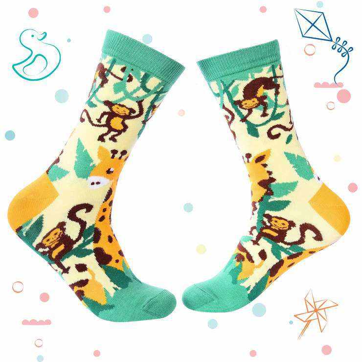 Kids Collection - Jungle Crew Socks - Giraffe & Monkey - Tale Of Socks