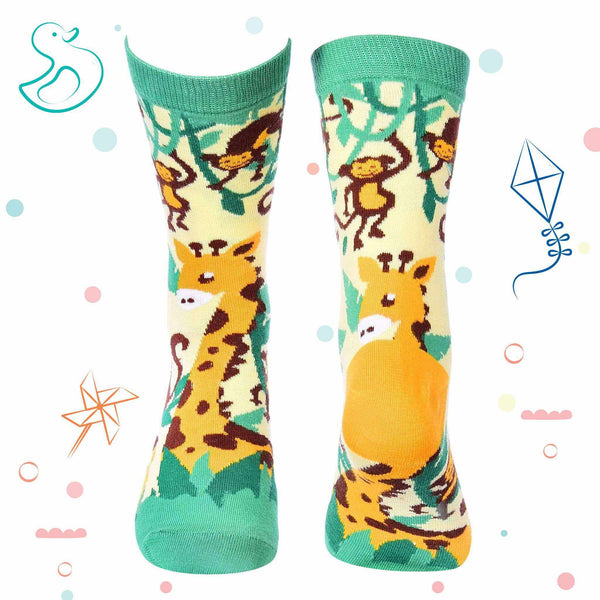 Kids Collection - Jungle Crew Socks - Giraffe & Monkey - Tale Of Socks