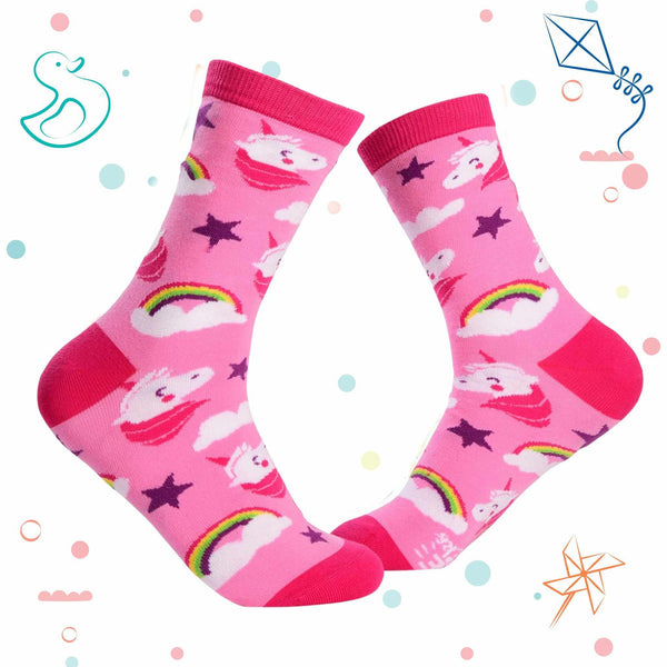 Kids Collection - Unicorn Crew Socks - Pink - Tale Of Socks