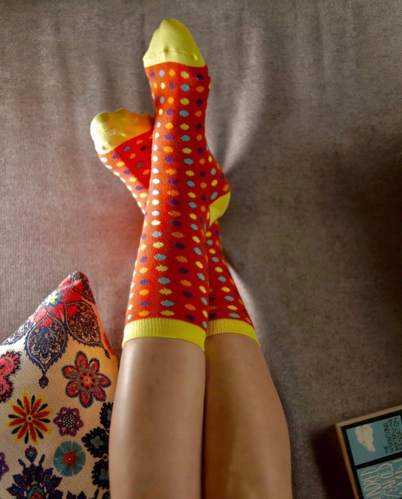 Small Polka Dots Quarter Socks - Red - Tale Of Socks